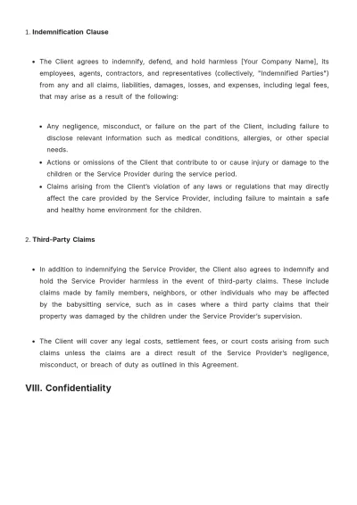 Free Baby Sitting Contract Template to Edit Online