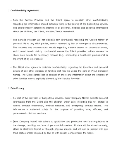 Free Baby Sitting Contract Template to Edit Online