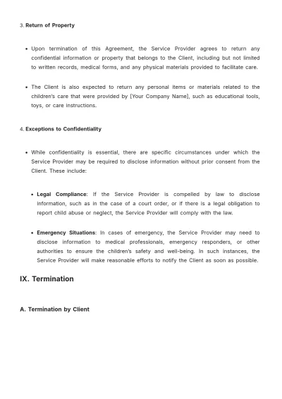 Free Baby Sitting Contract Template to Edit Online