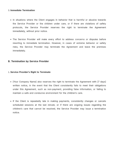 Free Baby Sitting Contract Template to Edit Online