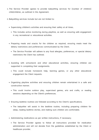 Free Baby Sitting Contract Template to Edit Online