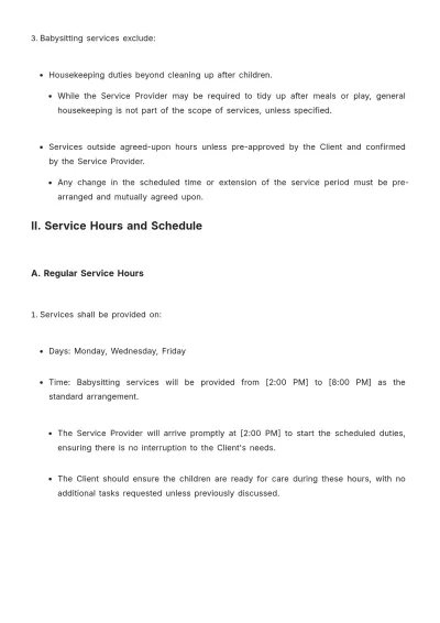Free Baby Sitting Contract Template to Edit Online