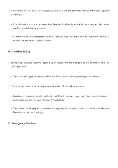 Free Baby Sitting Contract Template to Edit Online