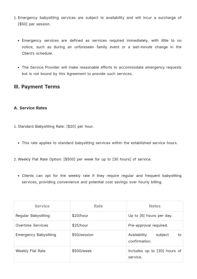 Free Baby Sitting Contract Template to Edit Online