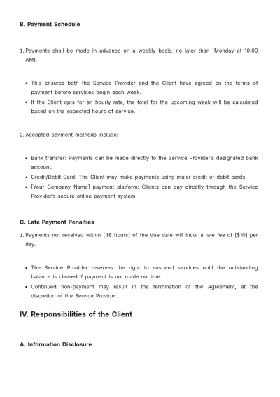 Free Baby Sitting Contract Template to Edit Online