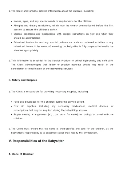 Free Baby Sitting Contract Template to Edit Online