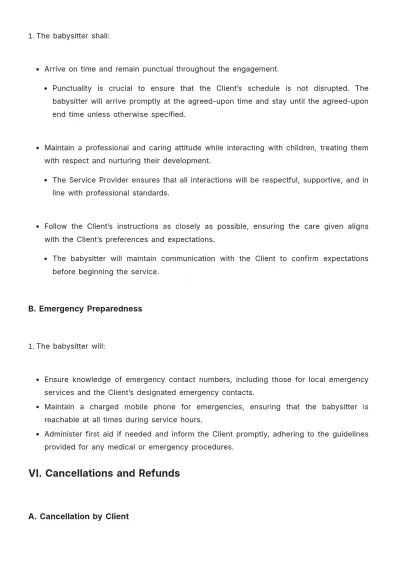 Free Baby Sitting Contract Template to Edit Online