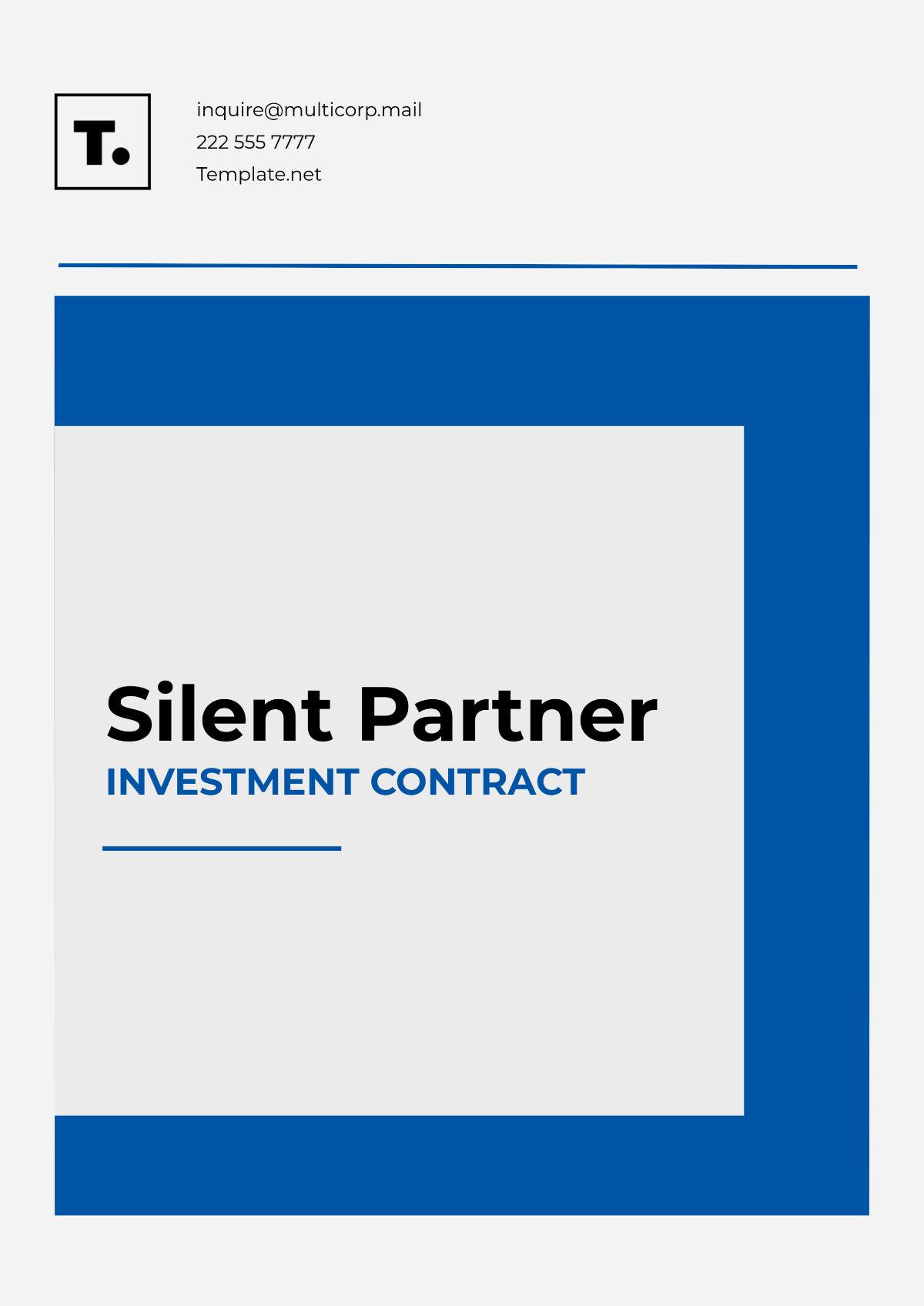 Silent Partner Investment Contract Template - Edit Online & Download