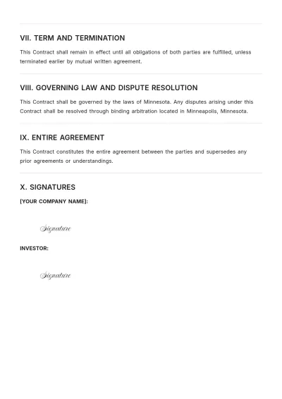 Free Crowdfunding Investment Contract Template to Edit Online