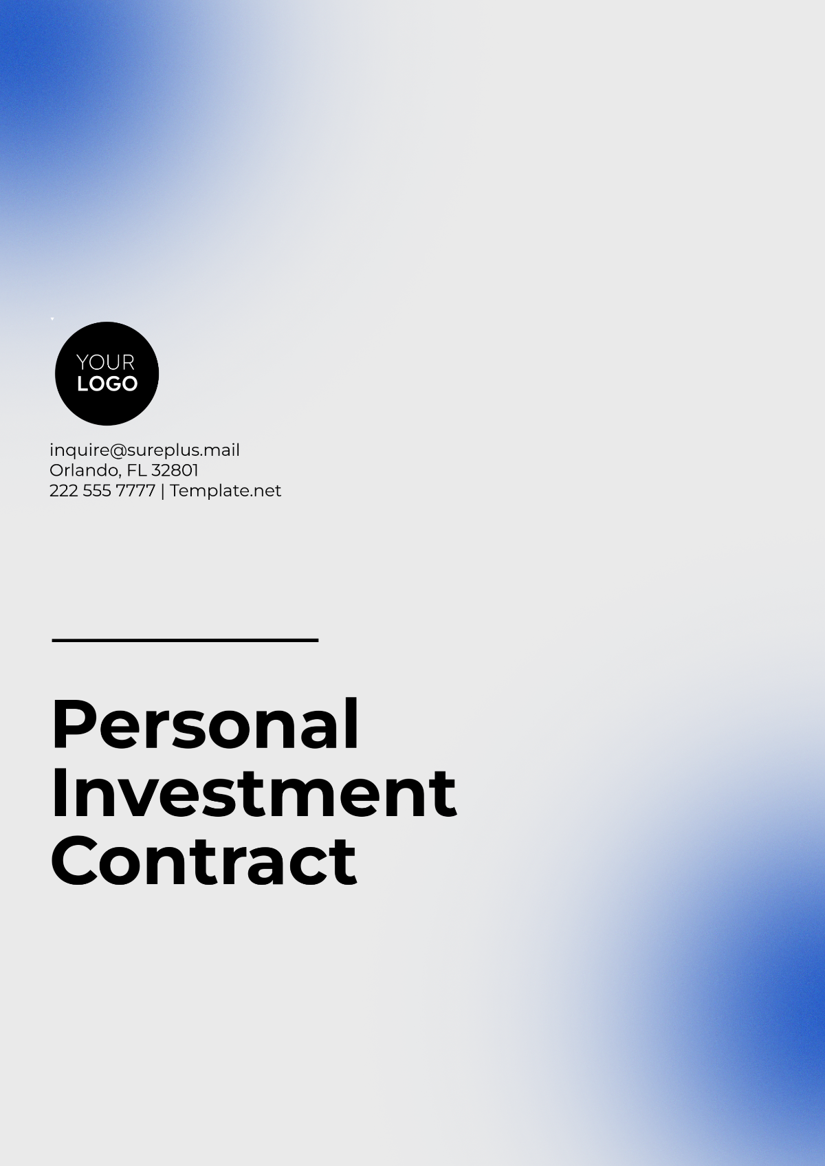 Sample Personal Investment Contract Template - Edit Online & Download