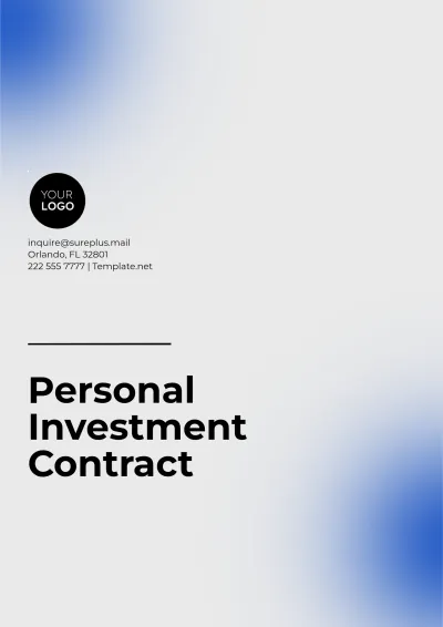 Free Sample Personal Investment Contract Template to Edit Online