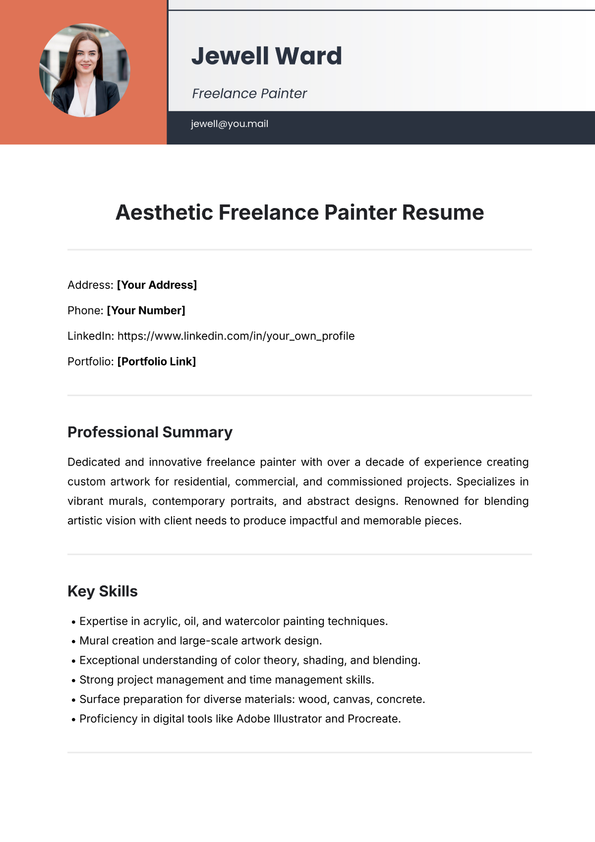 Aesthetic Freelance Painter Resume Template - Download | Template.net