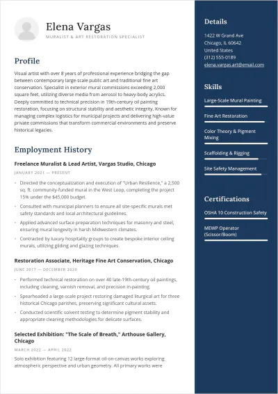 Free Aesthetic Freelance Painter ATS Resume Template