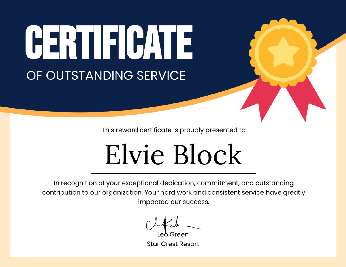 Free Reward Certificate for Service Template - Edit Online & Download