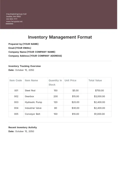 Free Inventory Management Format Template to Edit Online