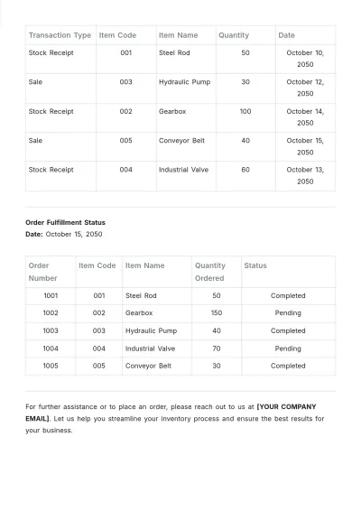 Free Inventory Management Format Template to Edit Online