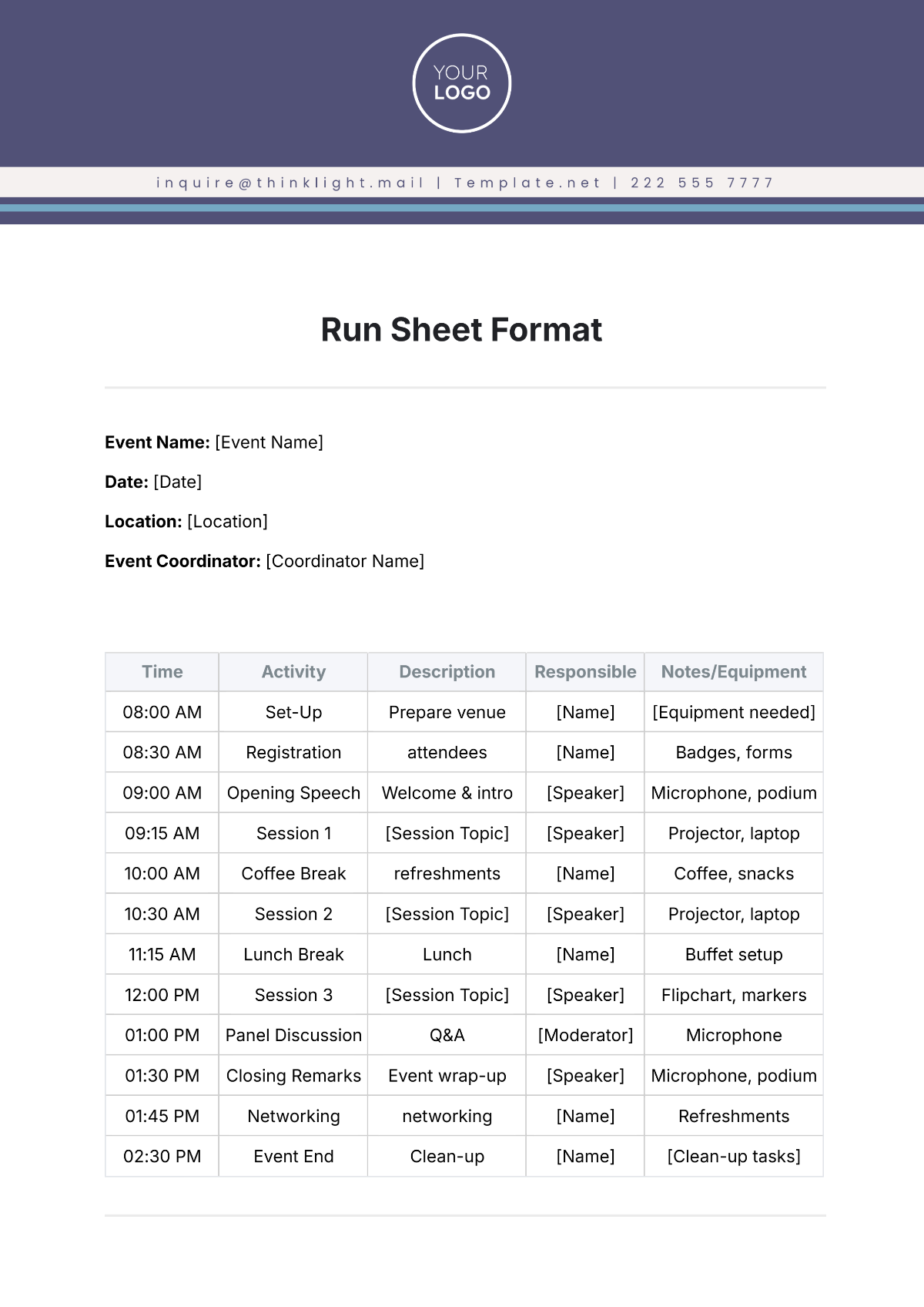 Run Sheet Format Template - Edit Online & Download