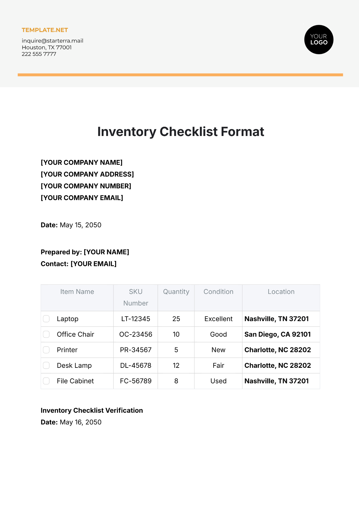 Free Inventory Checklist Format Template Edit Online Download Template Net