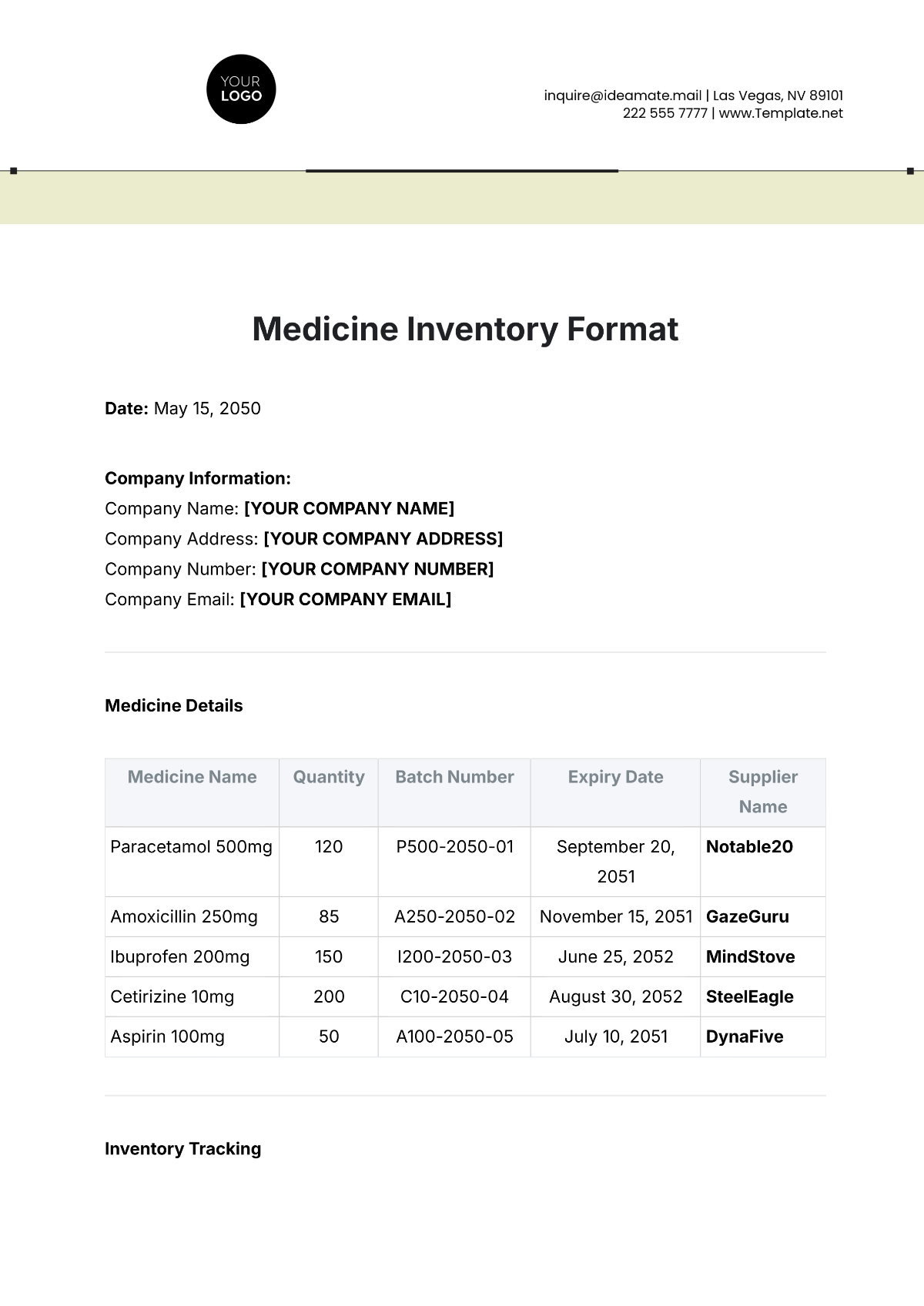 Medicine Inventory Format Template - Edit Online & Download