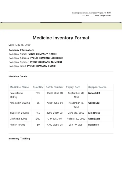 Free Medicine Inventory Format Template to Edit Online
