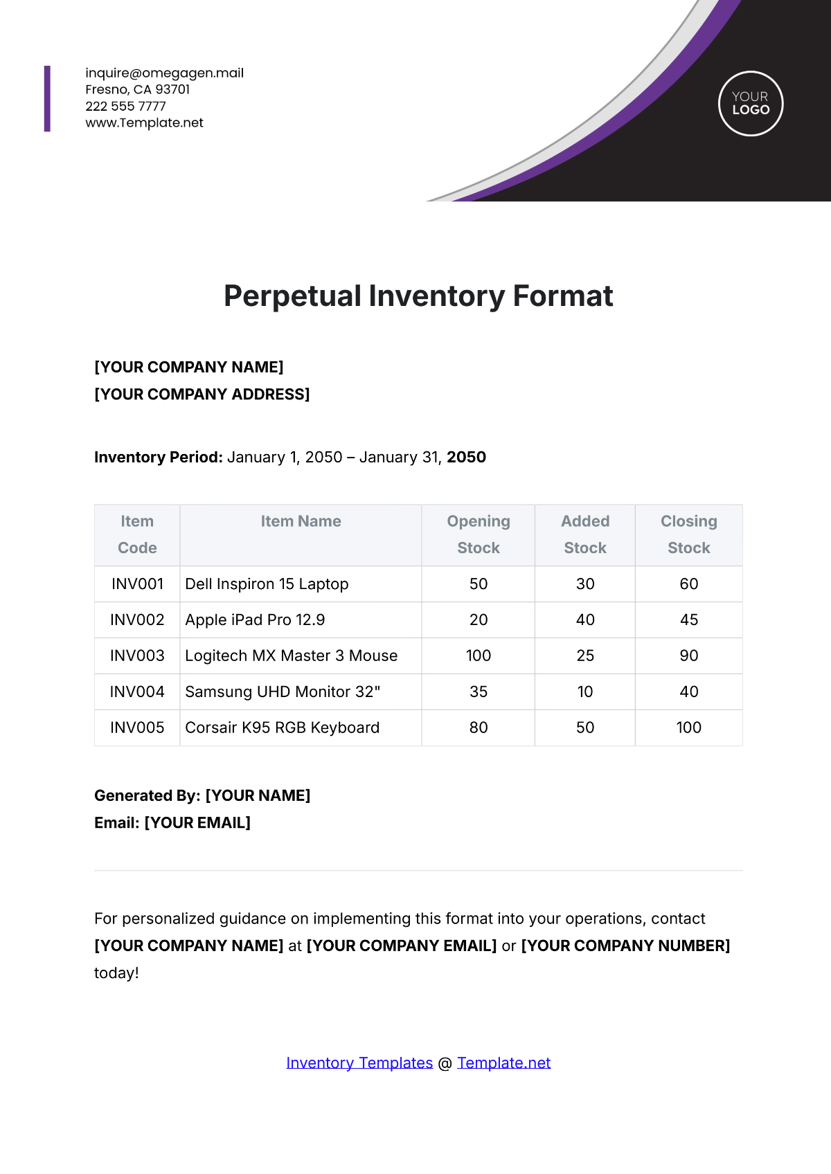 Perpetual Inventory Format Template - Edit Online & Download