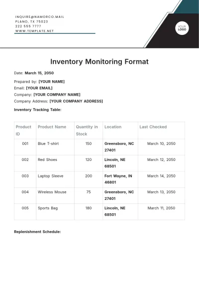 Free Inventory Monitoring Format Template to Edit Online