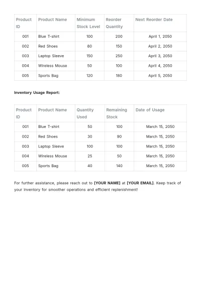 Free Inventory Monitoring Format Template to Edit Online