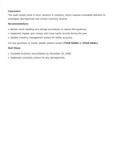 Free Inventory Audit Format Template to Edit Online