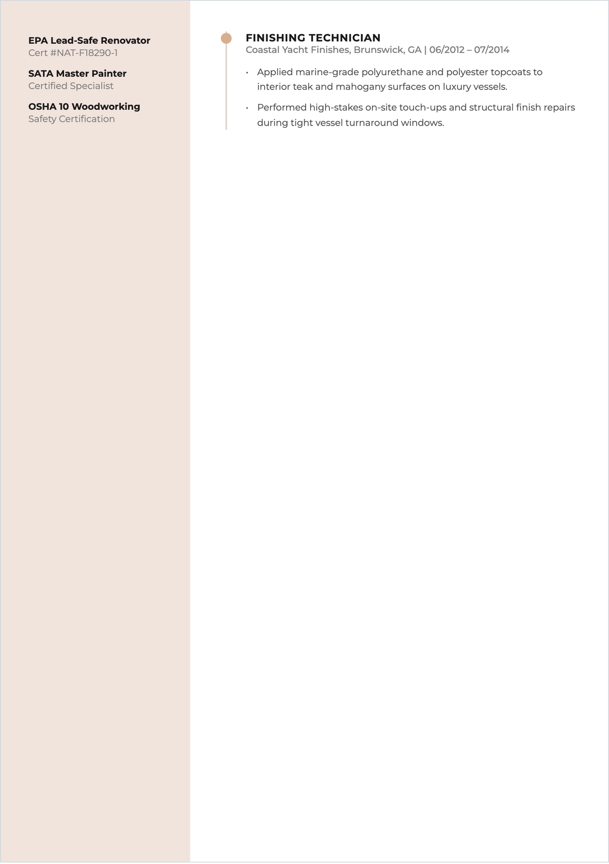 Free Custom Furniture Surface Painter ATS Resume Template