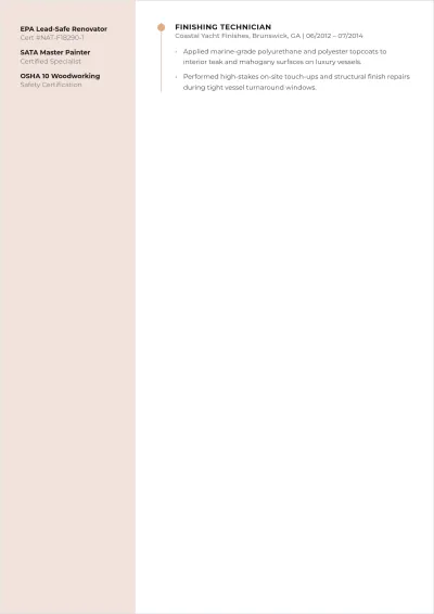 Free Custom Furniture Surface Painter ATS Resume Template