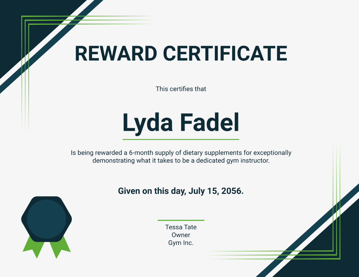 Free Editable Reward Certificate Template - Edit Online & Download