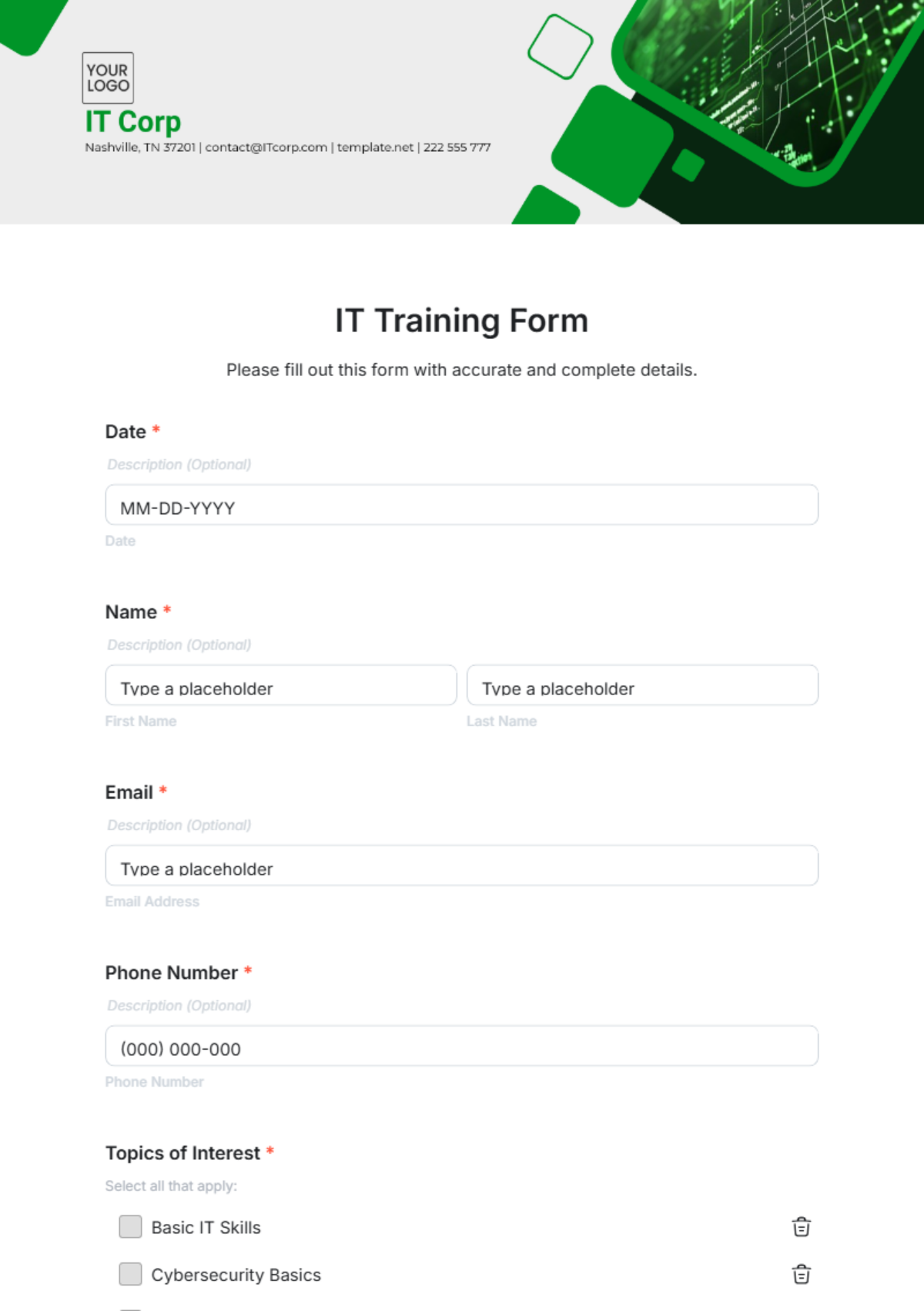 IT Training Form Template - Edit Online & Download