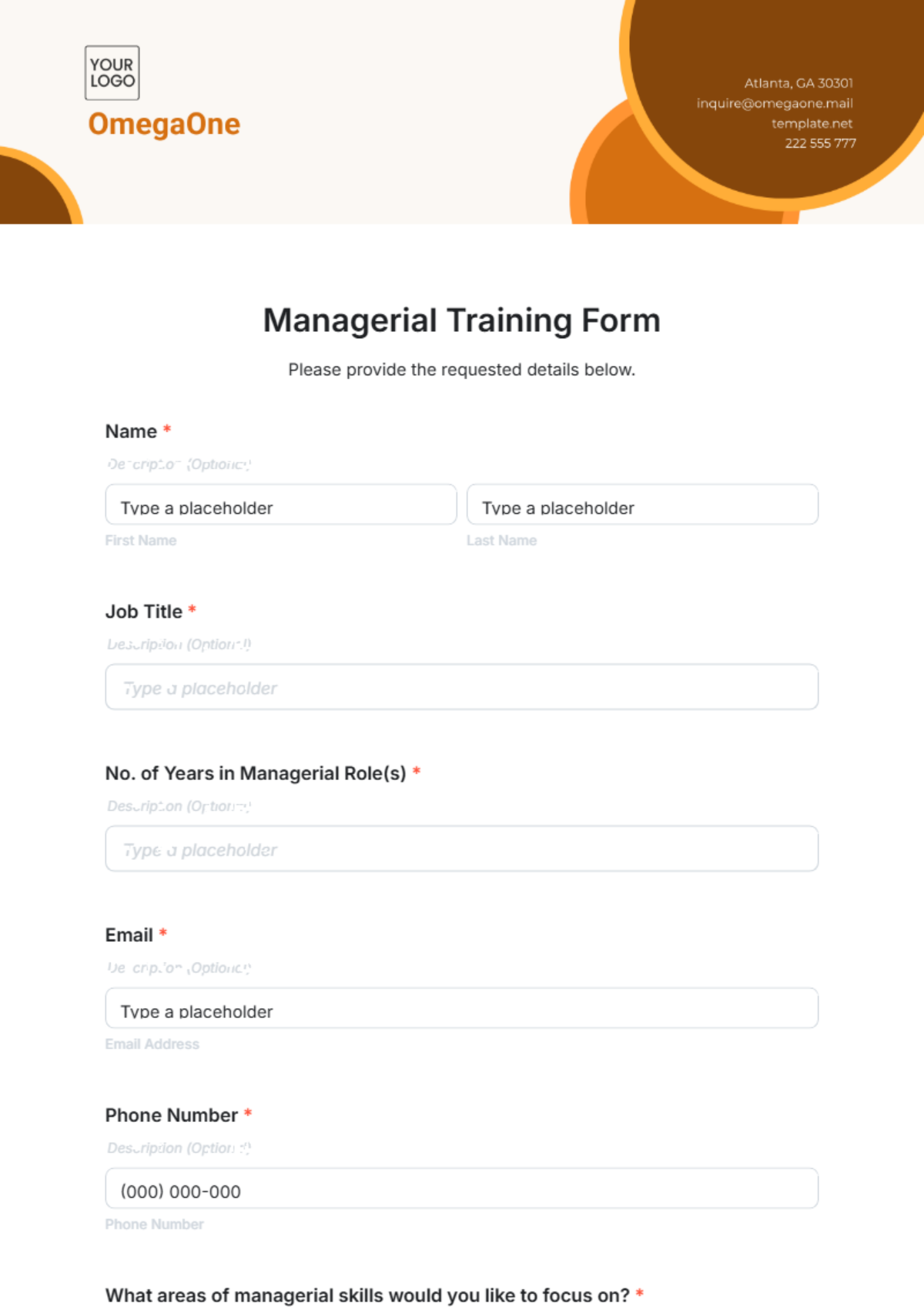 Managerial Training Form Template - Edit Online & Download