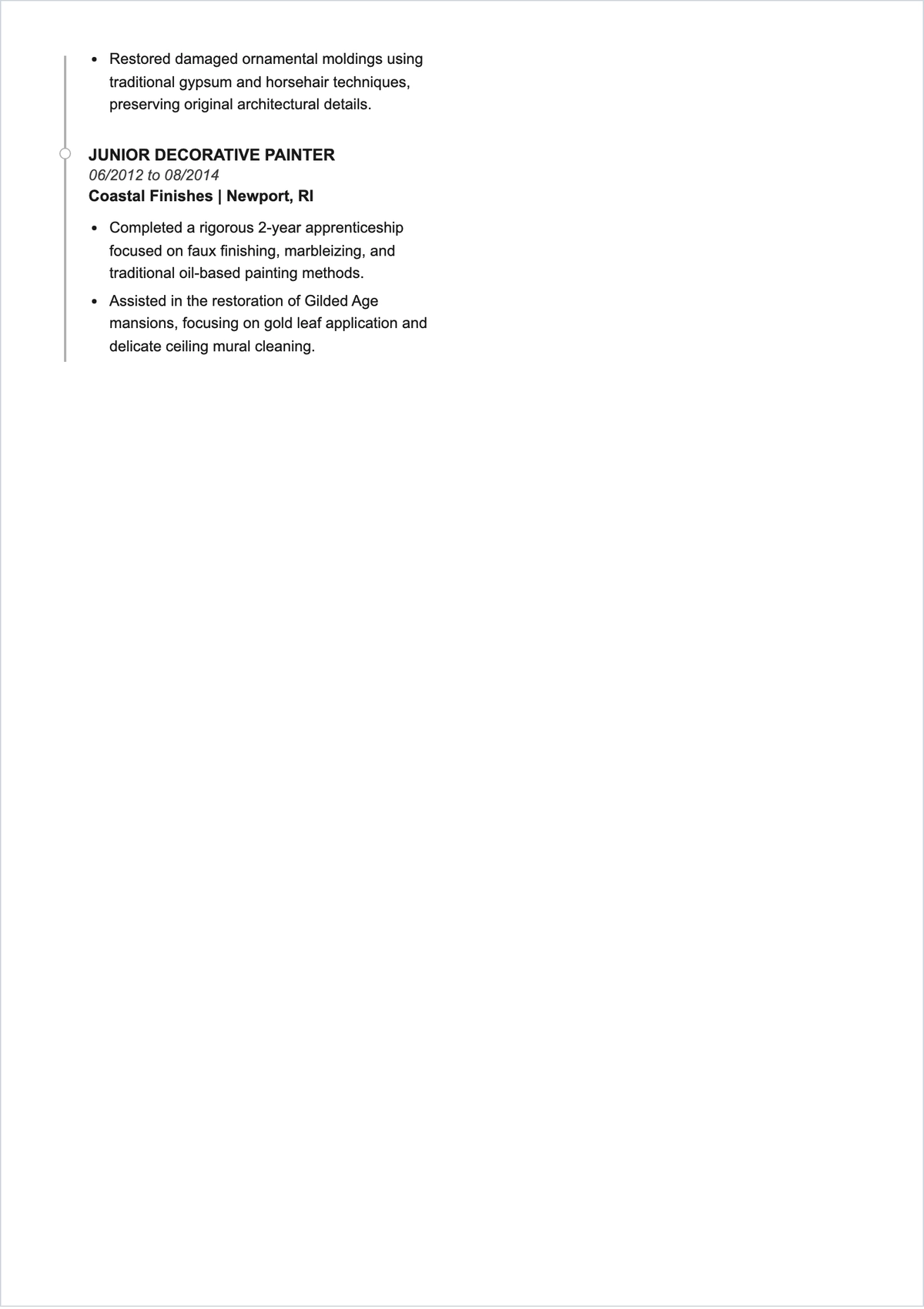 Free Restoration Design Painter ATS Resume Template, AI Resume Builder