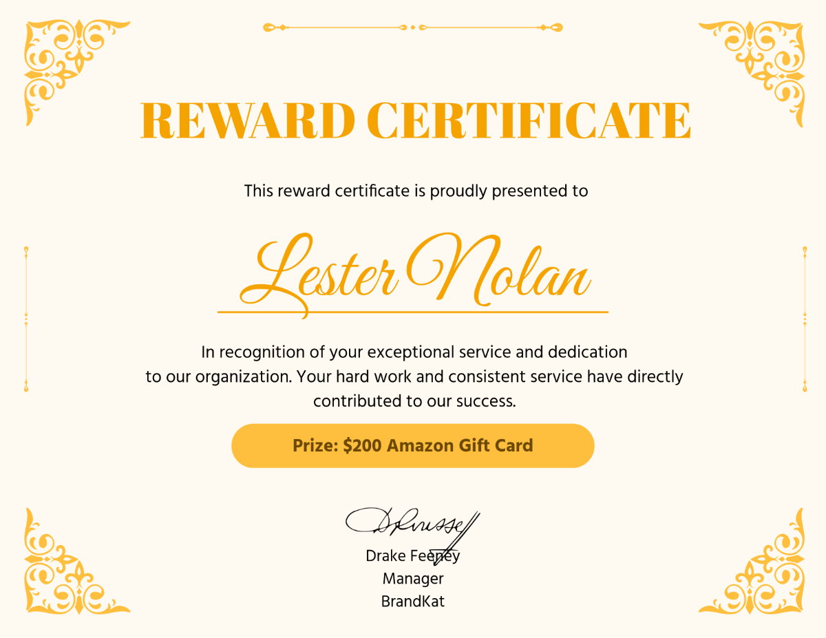 Free Gold Reward Certificate Template - Edit Online & Download