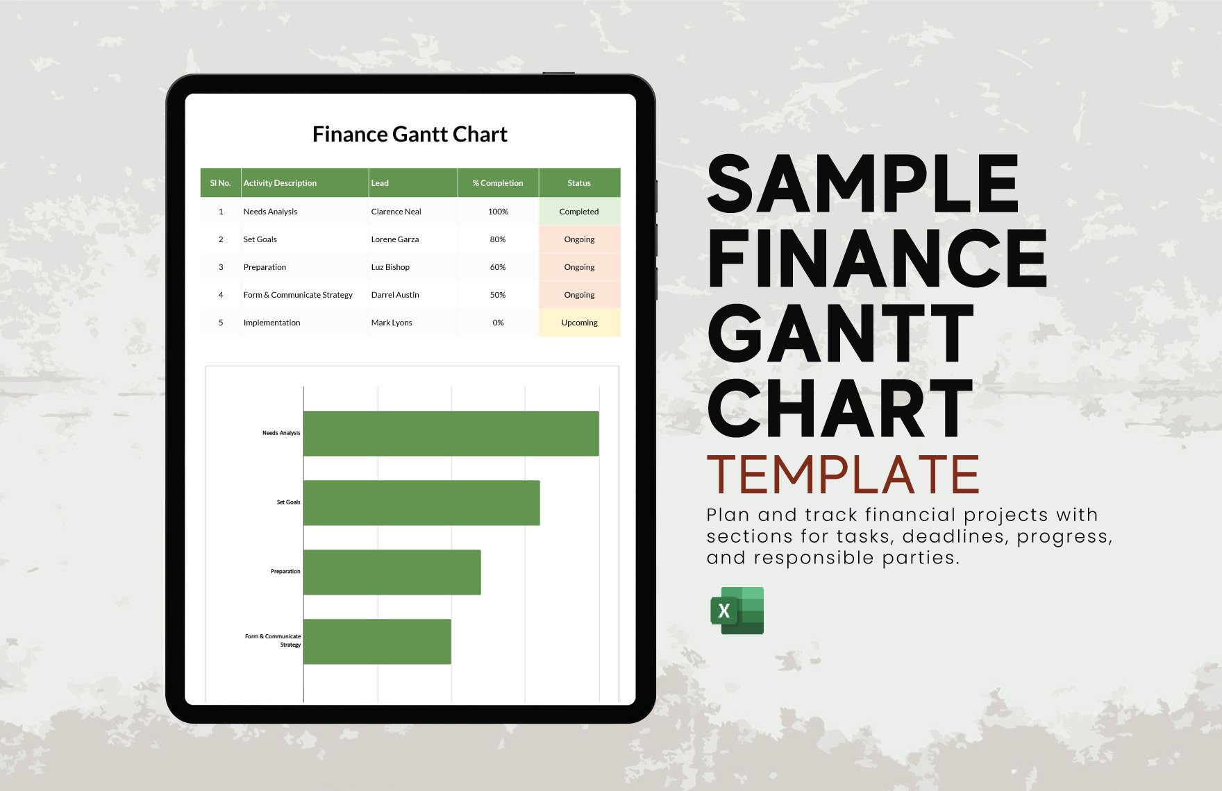 Free Sample Finance Gantt Chart Template in Excel