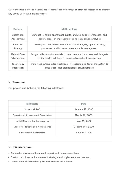 Free Hospital Management Consulting Proposal Template to Edit Online
