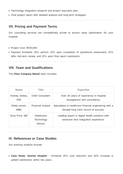 Free Hospital Management Consulting Proposal Template to Edit Online