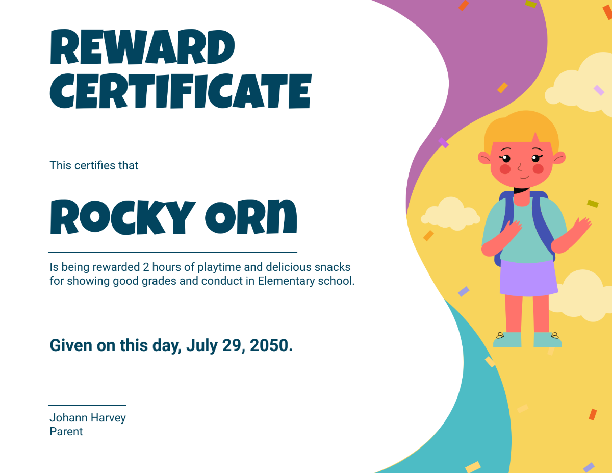 Free Reward Certificate for Kids Template - Edit Online & Download