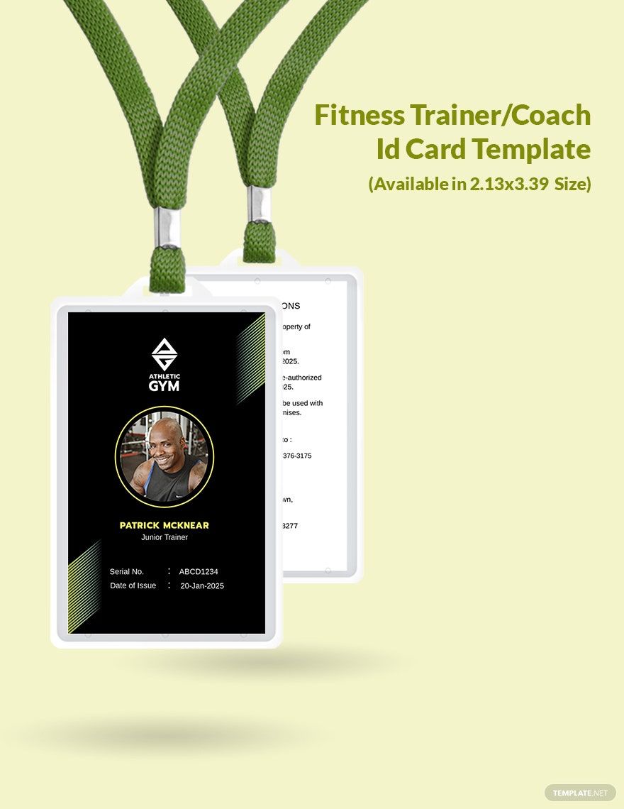 Fitness Trainer/Coach ID Card Template