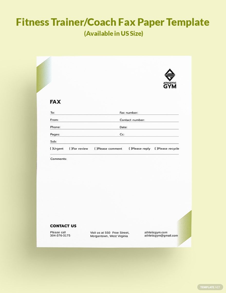 Fitness Trainer/Coach Fax Paper Template