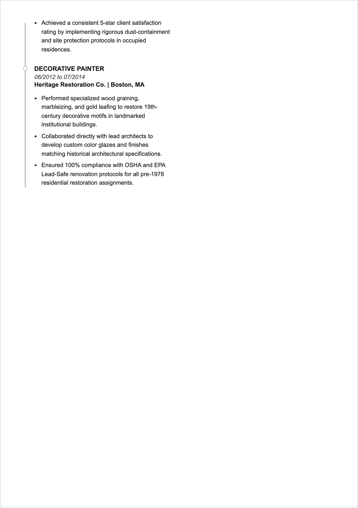 Free Wallpaper and Decorative Painter ATS Resume Template