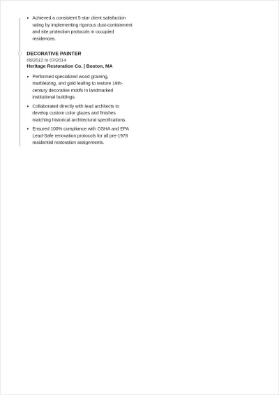 Free Wallpaper and Decorative Painter ATS Resume Template