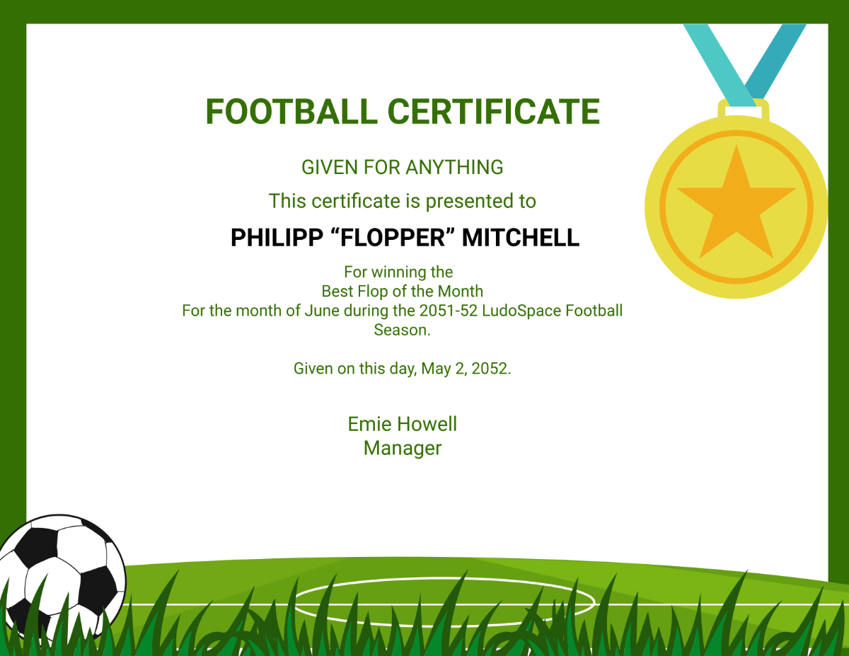 Free Funny Football Certificate Template - Edit Online & Download