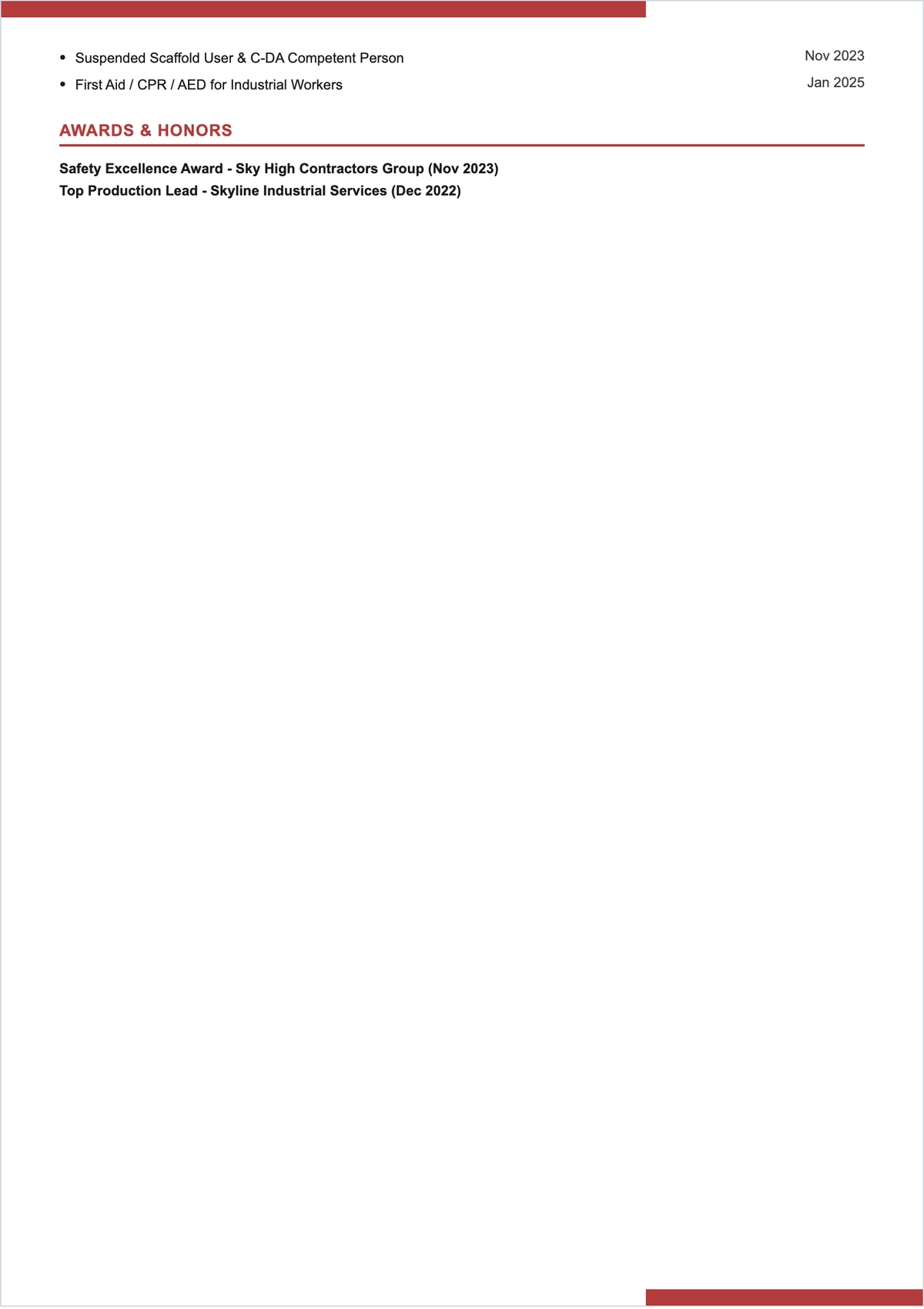 Free High-Rise Painter ATS Resume Template, AI Resume Builder