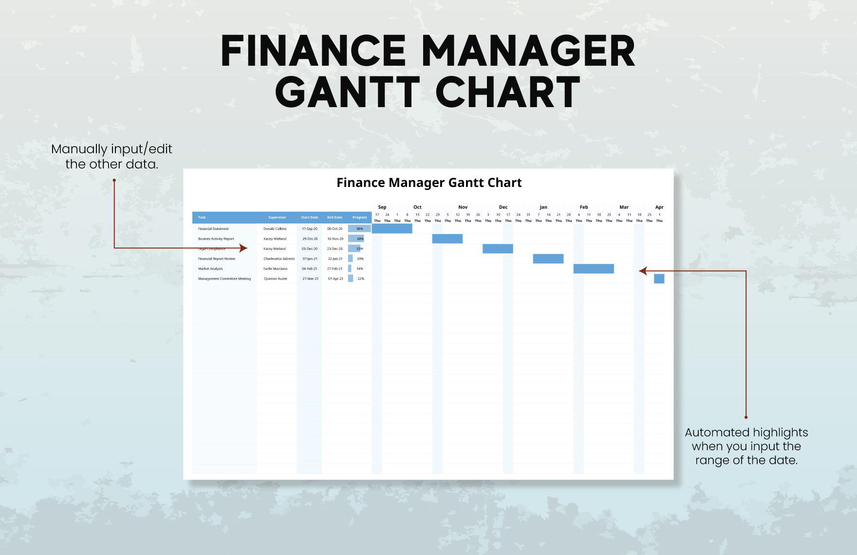 Finance Manager Gantt Chart Template