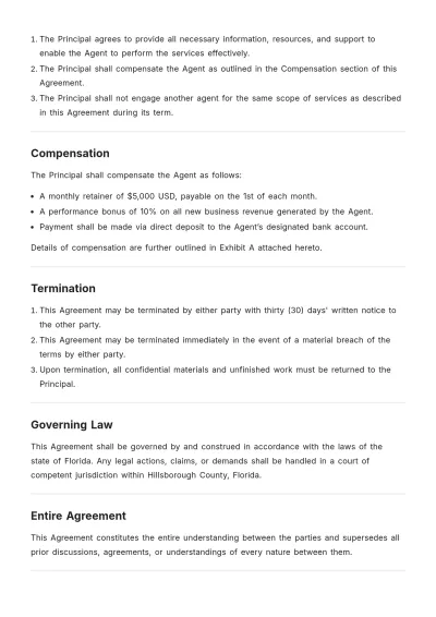 Free Professional Agent Agreement Template to Edit Online