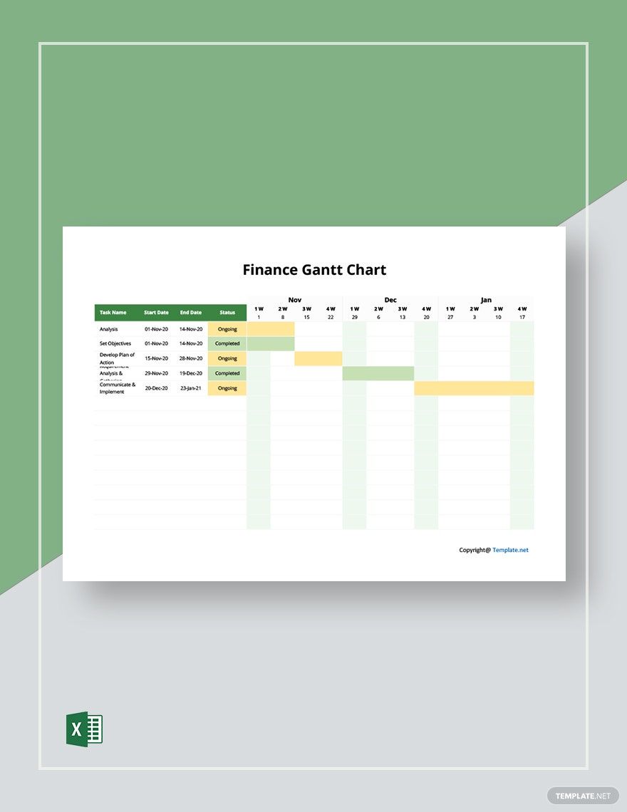 Simple Finance Gantt Chart Template