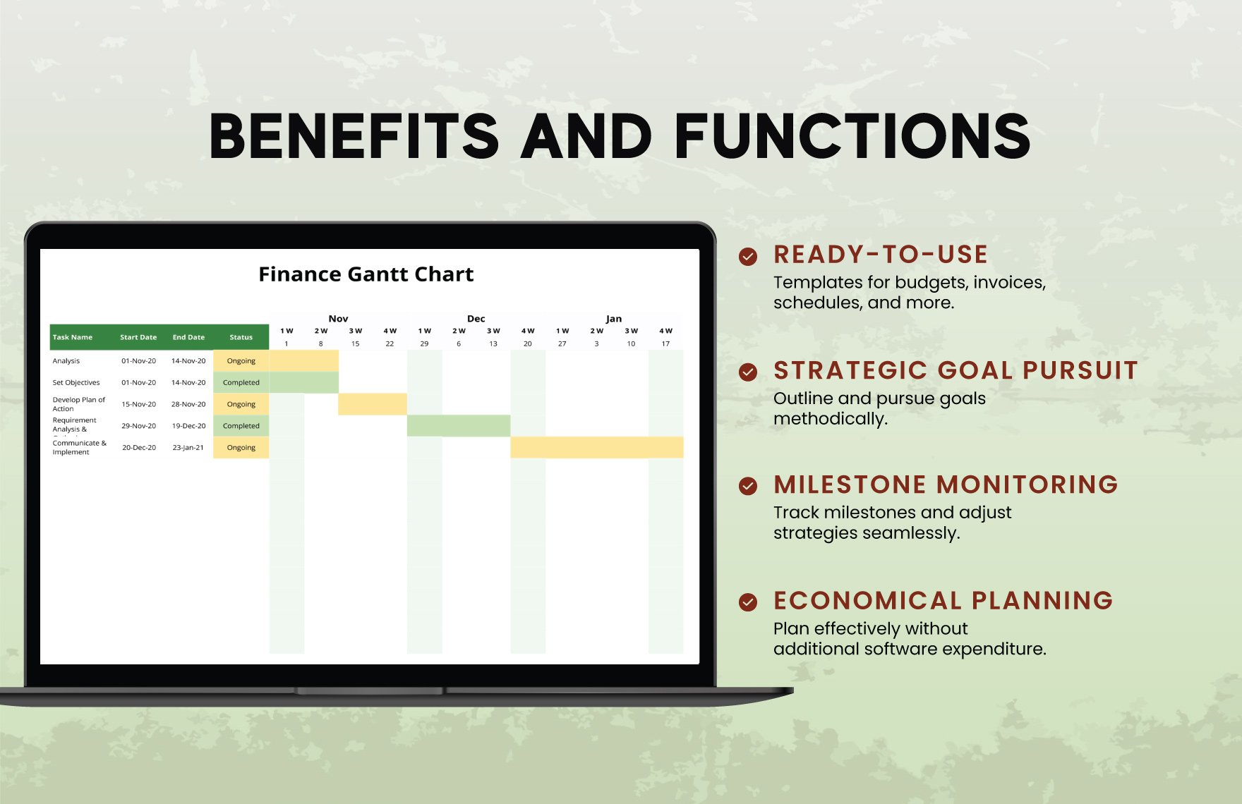 Simple Finance Gantt Chart Template