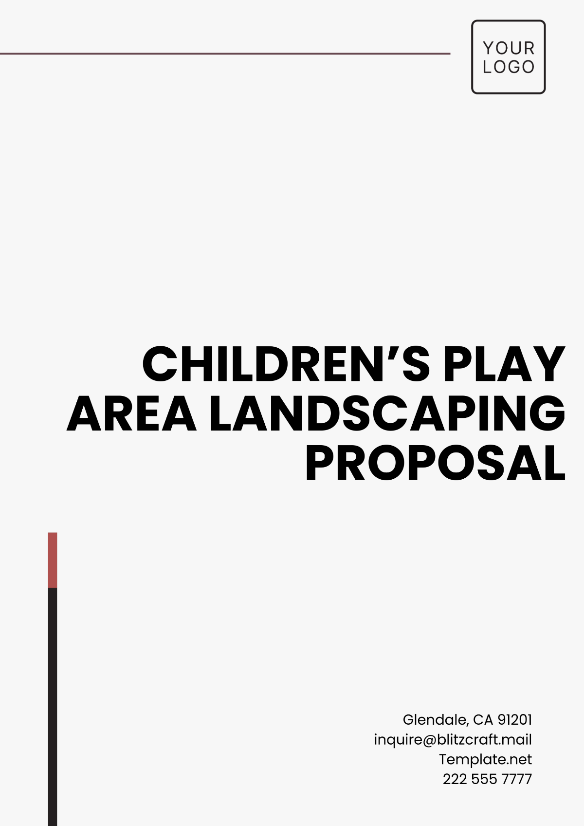 Children’s Play Area Landscaping Proposal Template - Edit Online & Download